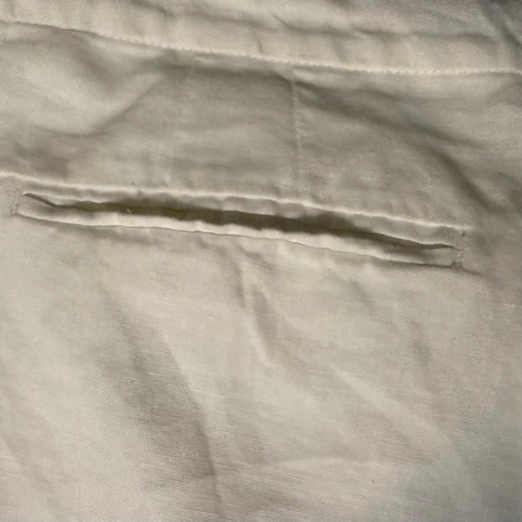 Ann Taylor Loft Wide Leg White 100% Linen Trousers, Pleated, Button + Zip, Sz 14 - Picture 5 of 5